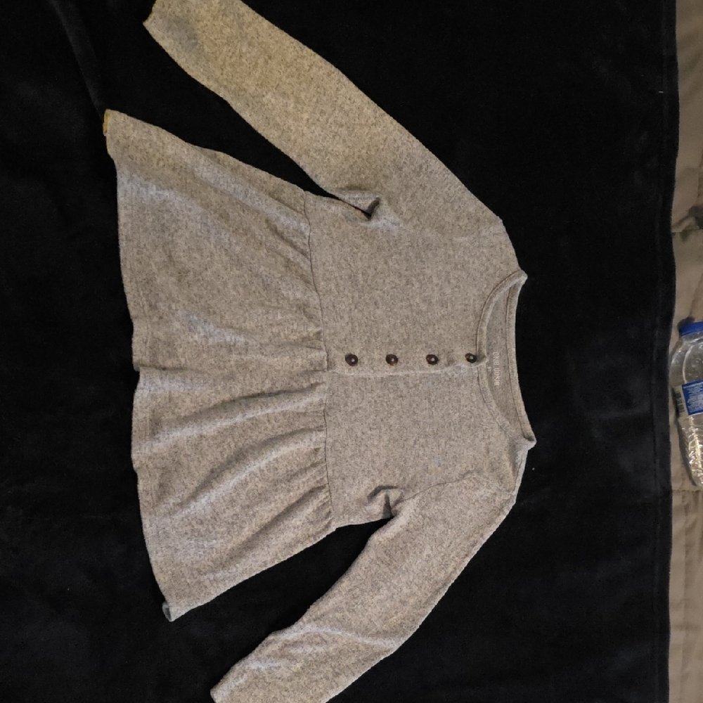 Okie Dokie Heather Gray Button-Up Top